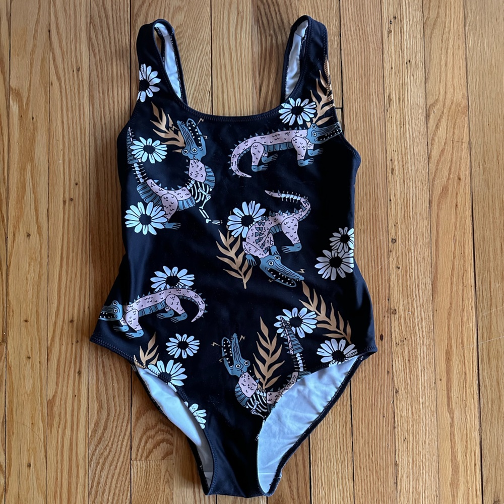 Punk surf alligator one piece swim